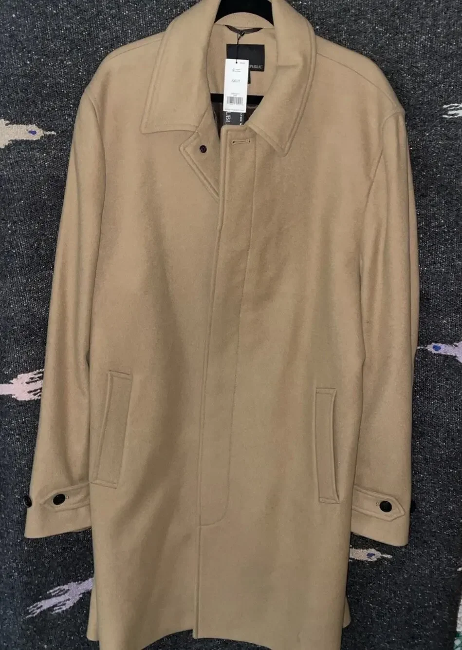 Banana Republic Men’s Brown Italian Wool XXLT Trench Coat Italian Melton Wool